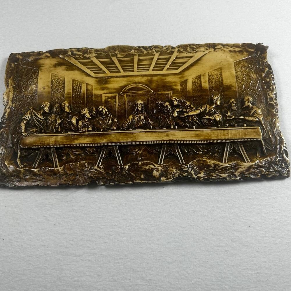 Vintage Handcarved 3D Resin The Last Supper Art